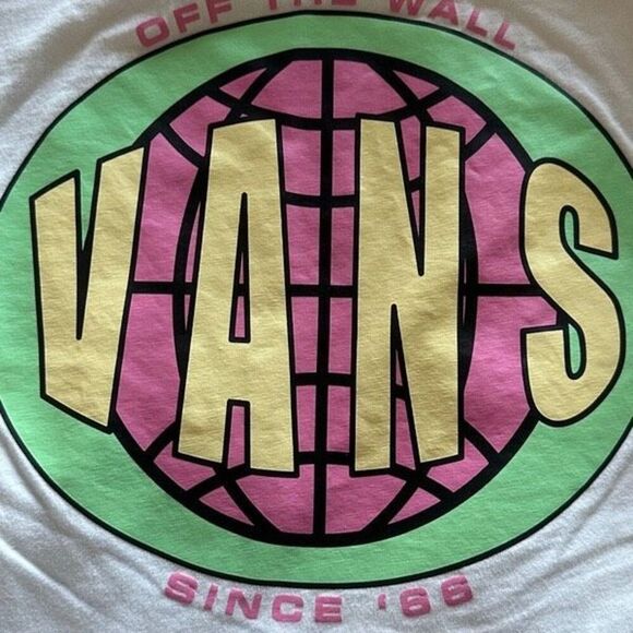 Vans Off The Wall Gray Long Sleeve Cropped Pullover Sweatshirt Ladies Large - Picture 4 of 10